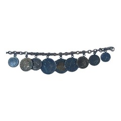 Vintage Milor Sterling Coin Charm Bracelet 8” 1970s 1990s Republic Italia Italy