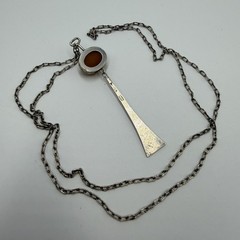 Vintage Soviet 875 Silver Baltic Amber Necklace Chain Pendant Lithuania Marked