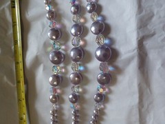 GORGEOUS 3 Strand Vintage Lavender Faux Pearl Necklace With AB crystals