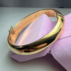 Hollow Gold Wash 925 Sterling 6-3/4″ x 1/2″ ITALY Vintage hinged Bangle Bracelet
