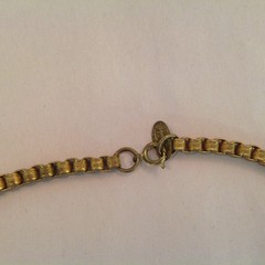 Vintage Signed Miriam Haskell Tag Long Box Chain Brass 36in Necklace Jewelry