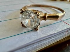 Beautiful antique art deco clear Spinel 10k yg ring size 6.25 in orig. ring box