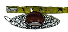 Antique Victorian Sterling Silver 925/1000 Banded Agate Flower Pendant 3” Long