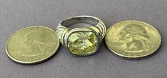 Old Vintage Unbranded 925 Sterling Silver Sparkling CZ or Art Glass Size 6 Ring