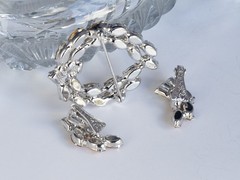 b david signed vintage amber rhinestone brooch and earrings set original box