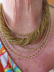 Vintage 1960’s Golden Seed Bead w/Multiple Chain Necklace Adjustable