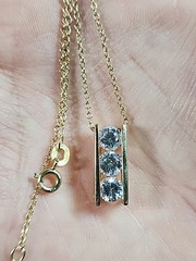 Ross Simons 925 3 CZ Stones Gold Over 925 Sterling Silver Pendant & Necklace