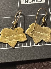 Laurel Burch Pear Blossom Dangle Earrings Cream Purple Enamel