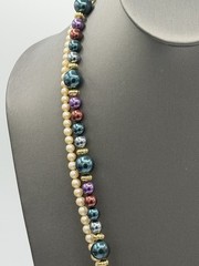 Vtg Lot Of 2 Necklace Marvella Simulated Pearl Beads Goldtone Melon Spacers READ