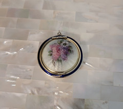 Antique French Guilloche 935 Sterling Silver Enamel Floral Locket Pendant