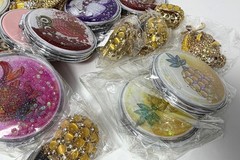 Mixed Jewelry Lot Bundle Large Pendant Necklaces Floating Glitter Compacts Bling