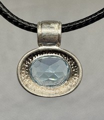 K46 Vintage 4 Ct. Blue Topaz 925 Silver Pendant Art Nouveau Thailand Maker SU