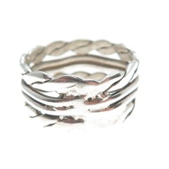 925 Sterling Silver Vintage Mexico Twisted Rope Multi-Row Band Ring Size 11.25