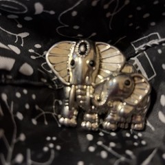 Vintage Silverplate ELEPHANT Brooch/Pin & Necklace Enhancer by BEST ~ Large