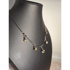 Art Beaded Charm Necklace Delicate Black Chain Fairycore Whimsical Cloisonne’