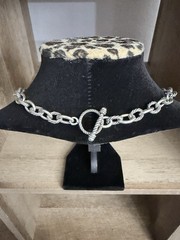 Sterling Silver Vintage Chain Link Twisted Texture 19” Toggle Clasp