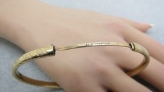 Antique 14k Gold Filled Bangle Bracelet Marathon Slim Stripe Etched Stackable