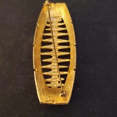 Statement JJ Brooch Pin Modern Contemporary Brushed Gold Tone MCM J Jonette EUC
