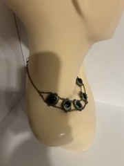 Victorian Silver Filigree Opercullum/Shiva Shell 15 3/4″ Choker Necklace #9107