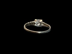 Signed Art Deco 18K White Gold .25ct Round Diamond Engagement Ring Size: 6