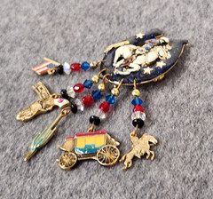 Moulin Rouge Western Cowboy Lucky Horseshoe Enameled Glitzy Charm Brooch