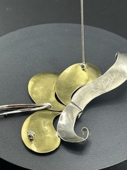 Ruth Rosenfeld Mixed Metal Modernist Brooch 4”