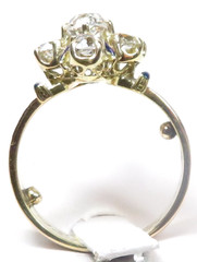 Victorian Old Mine Diamond 1880’s Enamel Engagement Ring 18KY Size 6.25 UK-M
