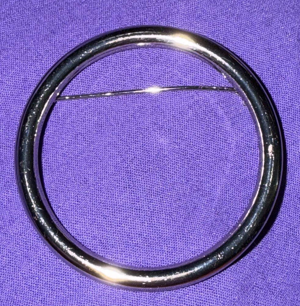 SPORTMAX Italy Designer Circle, Silver-tone Brooch. ~2.25 Diameter.