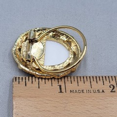 Vintage Scarf Slide Victorian Couple Gold tone 1.5 in