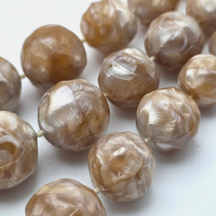 Vintage Champagne Thermoset Lucite Bead Necklace 3 Strand Graduated MCM 21 In
