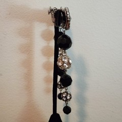 Vintage Signed Les Bernard Rhinestone & Faceted Black Dangle Ball Earrings 4″