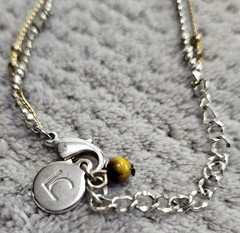 Vintage Liz Claiborne Round Silver Pendant Necklace Beaded Chain