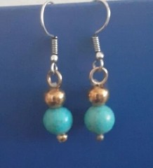 Vintage JTV Blue Howlite Gemstone Beaded Dangle Earrings