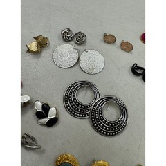 Vintage Estate Gold Silver Tone Enamel Hoop Stud Dangle Drop Earrings Lot of 41