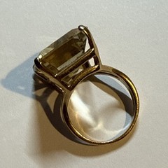 7.99 Grams UTC 14k Yellow Gold Natural Citrine Vintage XX Large Rectangle Ring