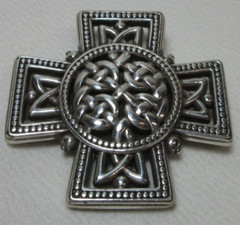 VINTAGE BRIGHTON CELTIC CROSS BROOCH PIN SILVER TONE #110