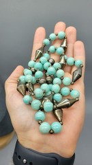 vintage carol Dauplaise silver tone turquoise color round beaded necklace N1D