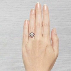 2CT Pear Cut Lab Created Diamond Art Deco Halo Ring 14K Gold Over Vintage Style