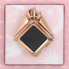 Antique Victorian Clover Fire Opal Spinner Rose Gold Filled Pendant Locket