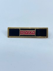 Vintage Revlon Pin Brooch Rectangle Black and Red Enamel Gold Tone