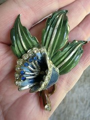 Pot Metal 1930s Floral Enamel Brooch