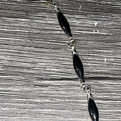 Vintage 30in Black Twist Bead Station Necklace Gold Tone Opera Length MCM No Pit