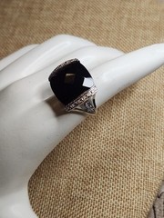 Vintage Sterling Silver And Black Faceted Stone