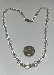 Vintage Graduated Clear Faceted Cut Czech Crystal Bead Strand Necklace 16” Chain