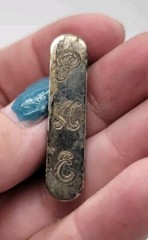 Vintage Sterling Silver Monogram Bar Pin Marked RAIMOND 1 1/2″ 3.51 Gr