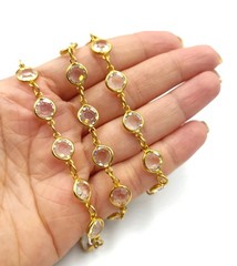 Vintage Signed Austrian Crystal USA Necklace Gold Tone Clear Bezel Set Stones