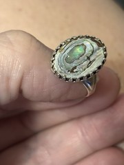 Vintage Sterling Silver Abalone Shell Ring Size 7 Oval Southwestern Estate