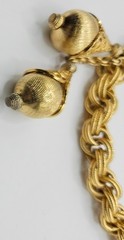 Vintage Monet Bolero Bracelet with two Filigree Etruscan Style Charms Gold Tone