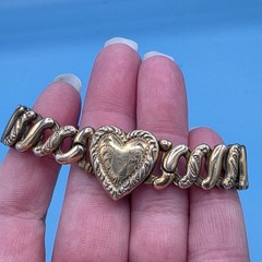 VTG LaMode Sweetheart Heart Expansion Bracelet Precious Metal Gold Filled 1940’s