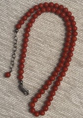 Vintage 5mm Italian Red Coral Necklace 16” + 2” Ext = 18” Sterling Silver Clasp